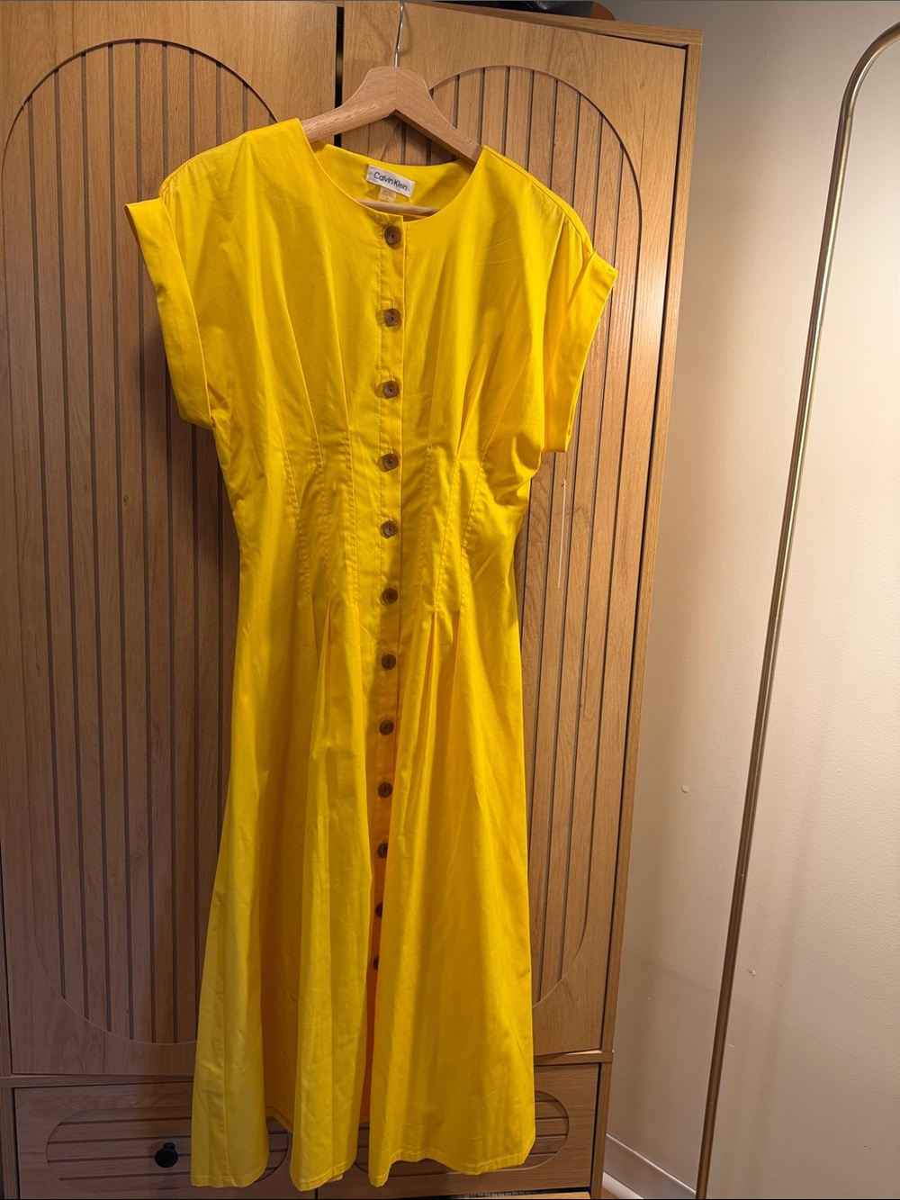 Calvin Klein Yellow Button Down Dress